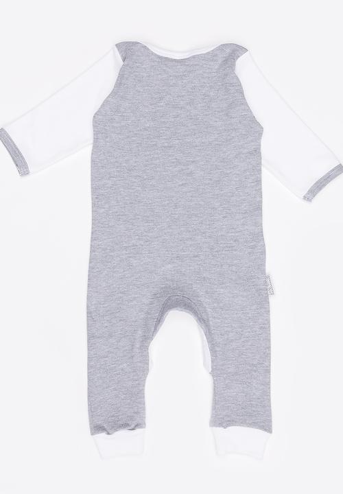 Poogy Bear - Envelope Babygrow Grey