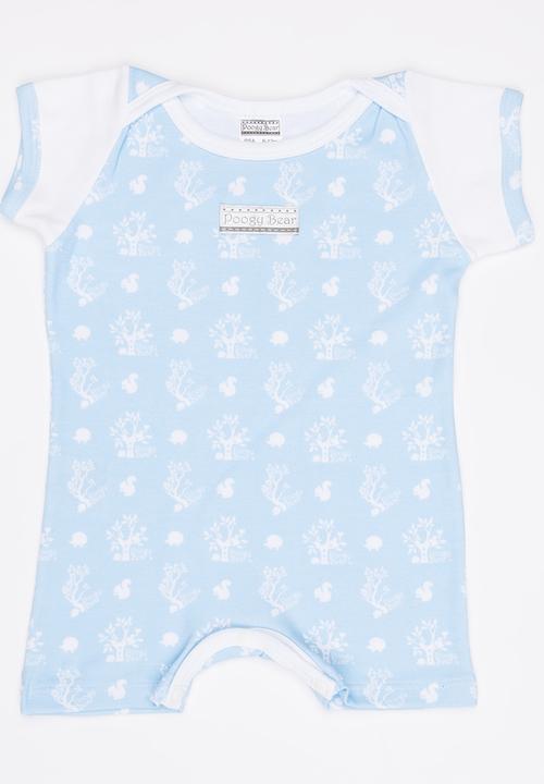Poogy Bear - Woodland Romper Blue