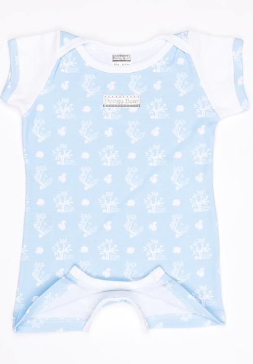 Poogy Bear - Woodland Romper Blue