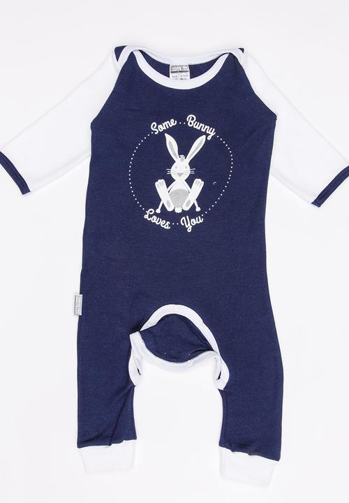 Poogy Bear - Envelope Babygrow Navy