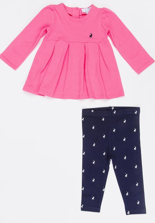 POLO - Mia Pleated LS Golfer and Legging Set Mid Pink