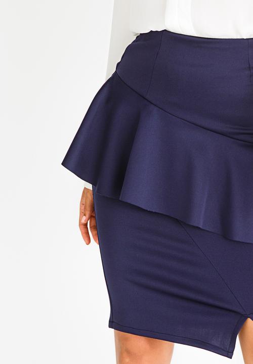 edit - Frill Detail Pencil Skirt Navy