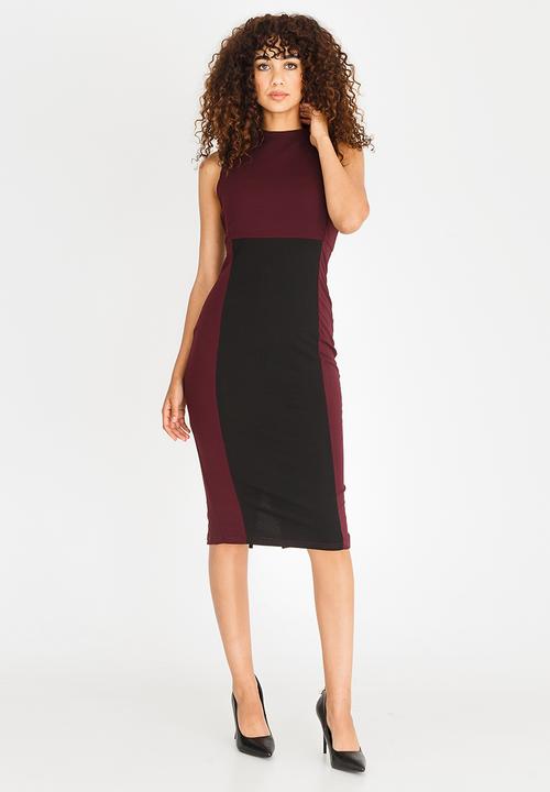edit - Column Sleeveless Dress Burgundy