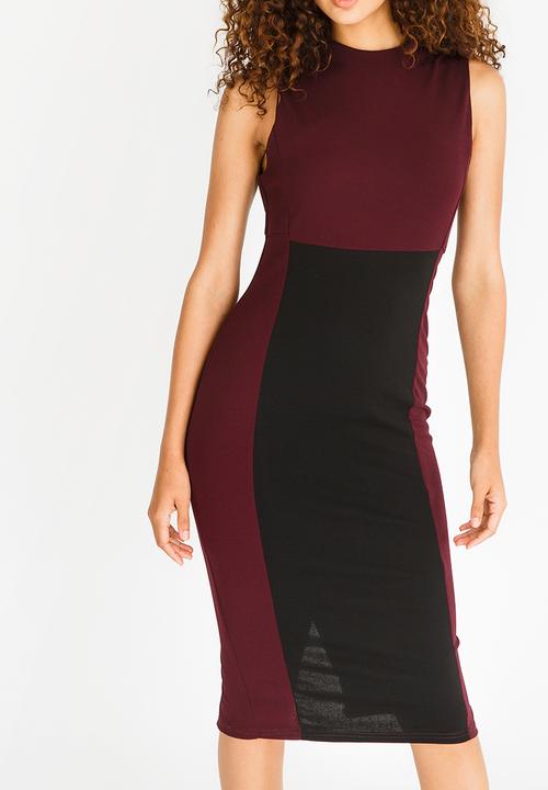 edit - Column Sleeveless Dress Burgundy
