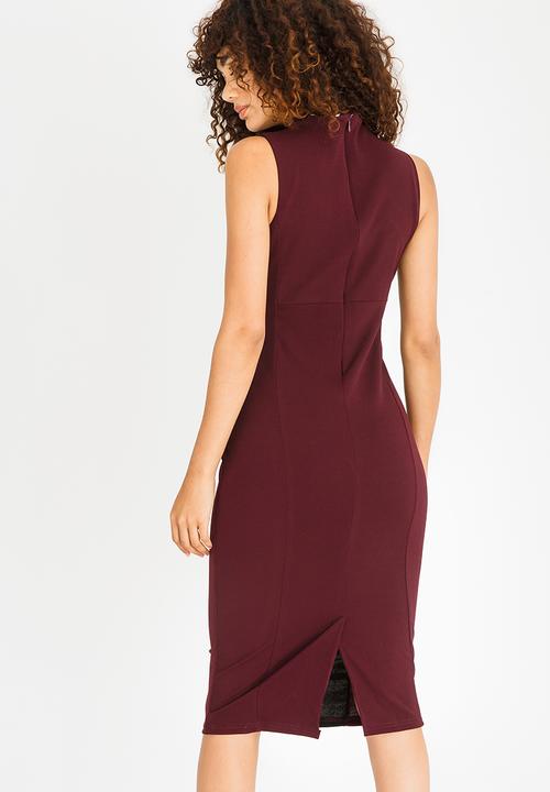 edit - Column Sleeveless Dress Burgundy