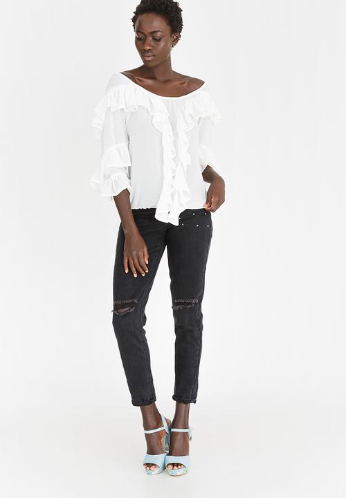 STYLE REPUBLIC - Off the Shoulder Frill Blouse Off White