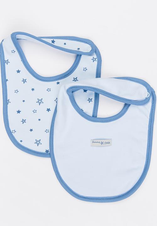 Baby Corner - Boys 2 Pack Star   Bib Blue