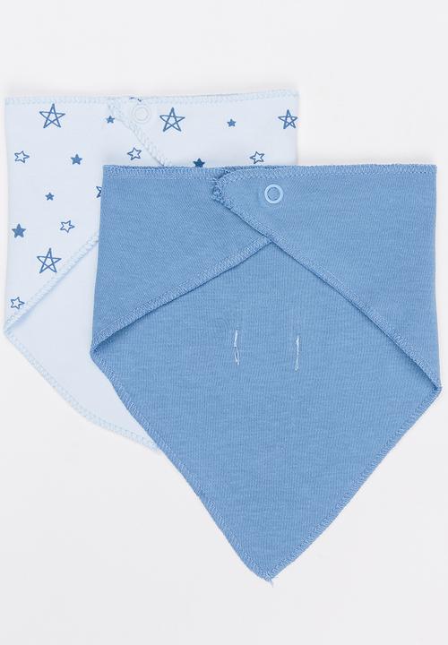 Baby Corner - Boys 2 Pack Star  Bandana Bib Blue