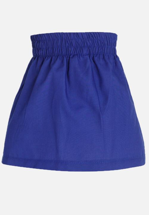 See-Saw - Button Through A-Line Skirt with Applique Navy