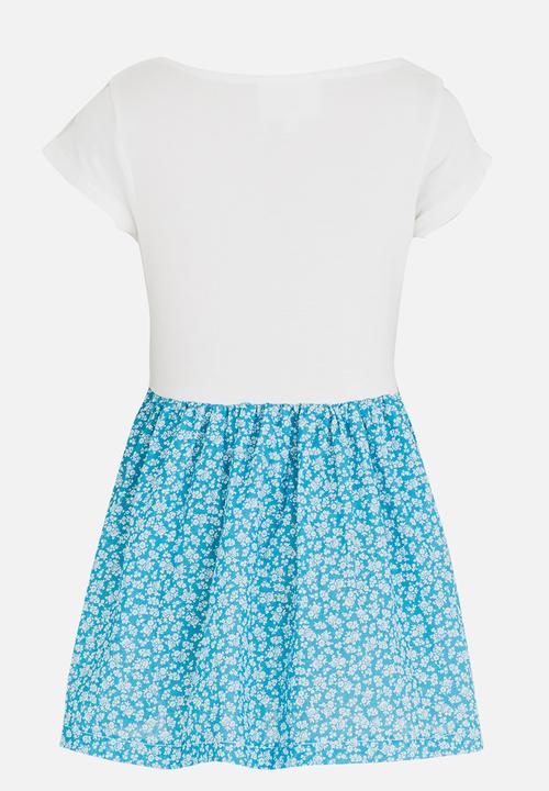 See-Saw - Combo Dress with Side Front Ruffles White