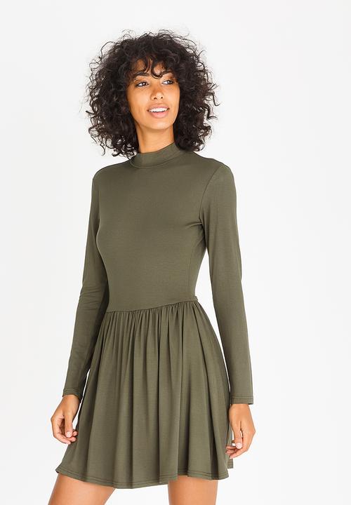 c(inch) - Fit and Flare Dress Dark Green