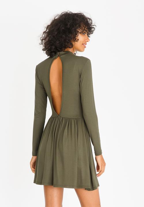 c(inch) - Fit and Flare Dress Dark Green