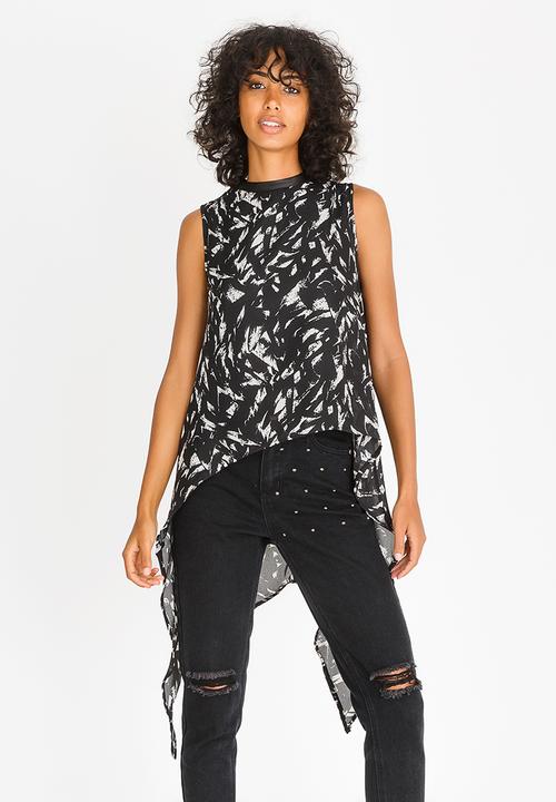 c(inch) - Hi Lo Blouse Black and White