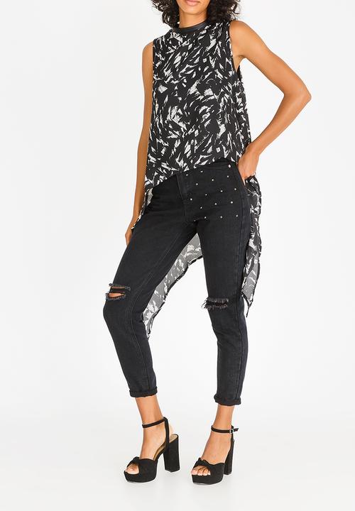 c(inch) - Hi Lo Blouse Black and White