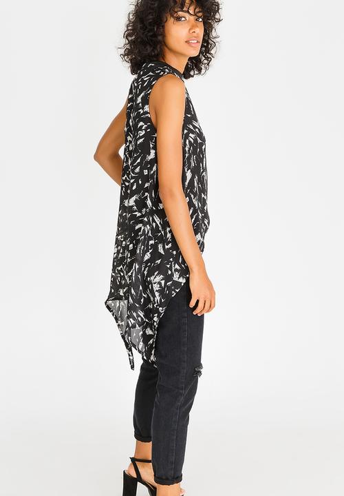 c(inch) - Hi Lo Blouse Black and White