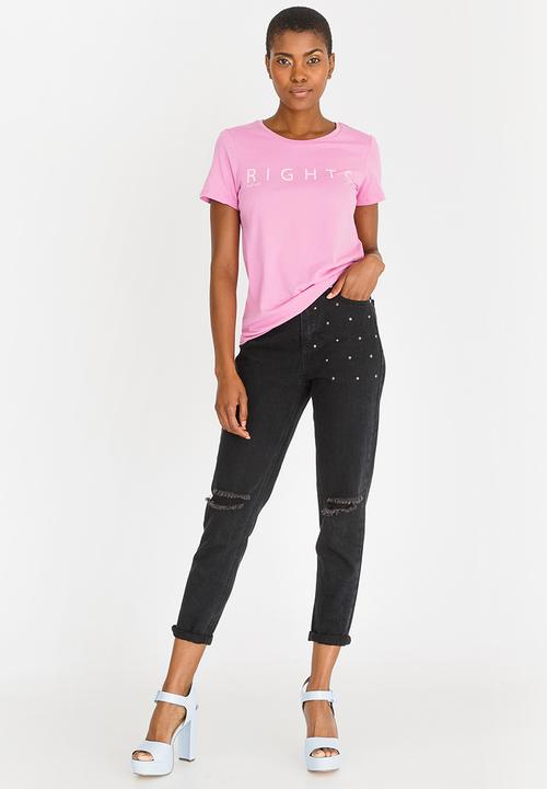 Vero Moda - Slogan Tee Mid Pink