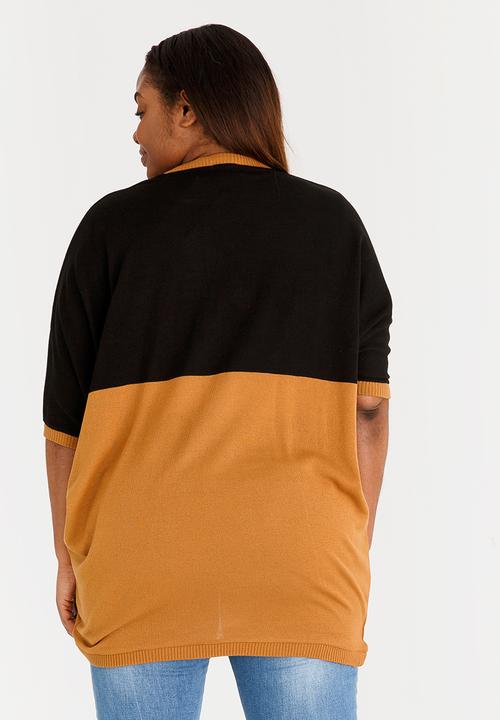 edit Plus - Colourblock Cardi Camel