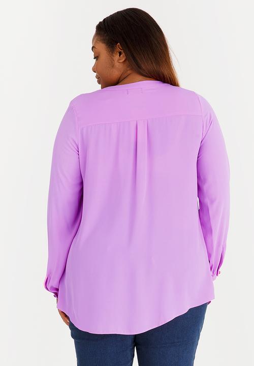 edit Plus - Zip Detail Blouse Mid Purple