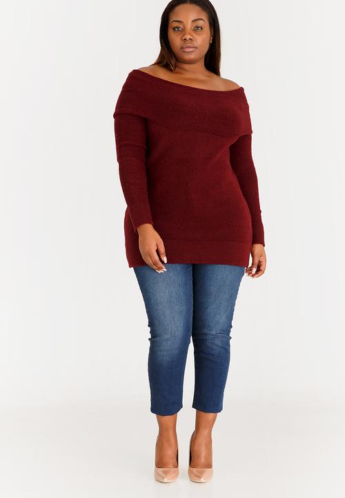 STYLE REPUBLIC PLUS - Bardot Jersey Burgundy