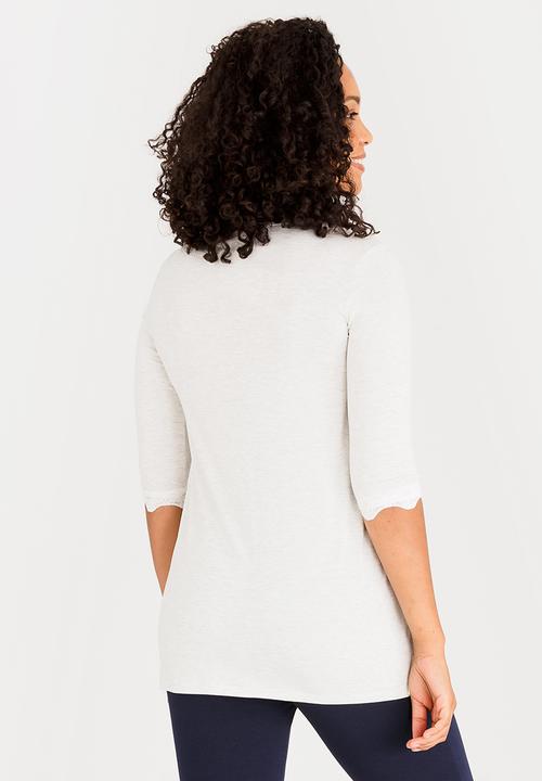 edit Maternity - Nursing Top with Lace Hem Detail Mid Grey