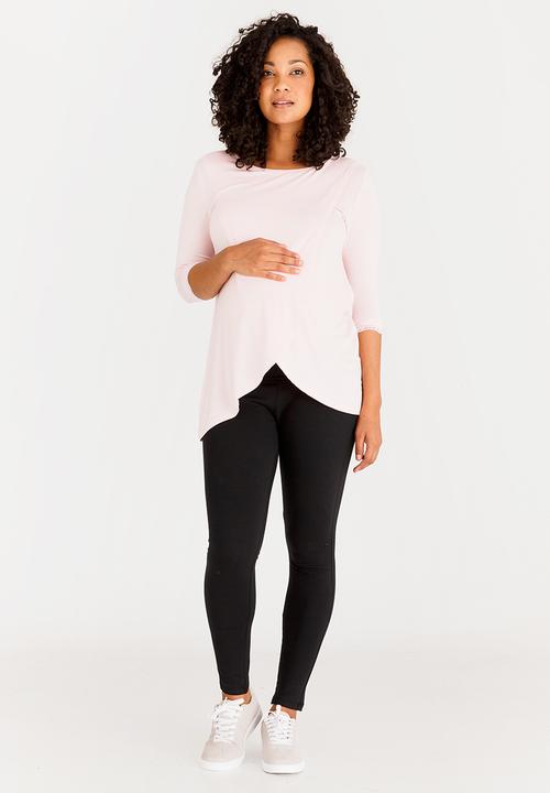 edit Maternity - Nursing Top with Lace Hem Detail Pale Pink