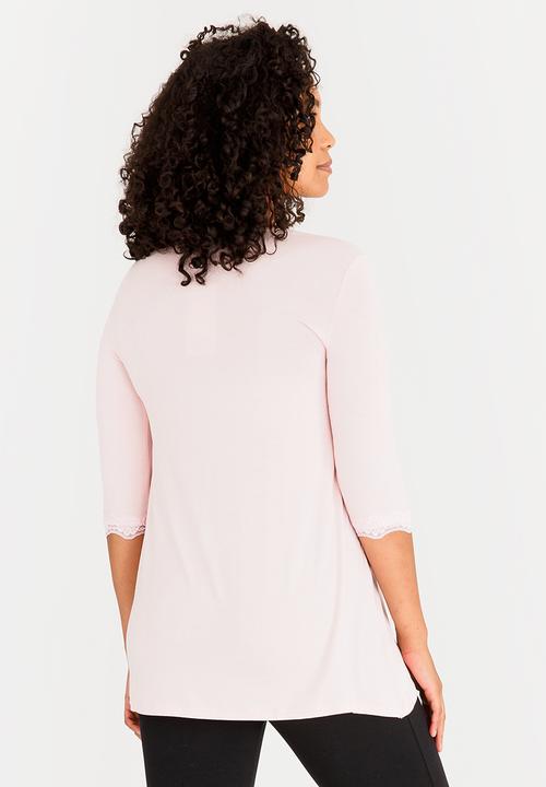 edit Maternity - Nursing Top with Lace Hem Detail Pale Pink