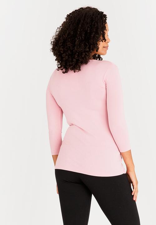 edit Maternity - 3/4 Sleeve Wrap Top Rose