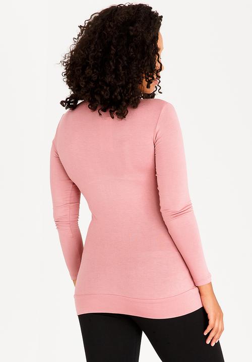 edit Maternity - Cross-Over Front Top with Gauging Detail Rose