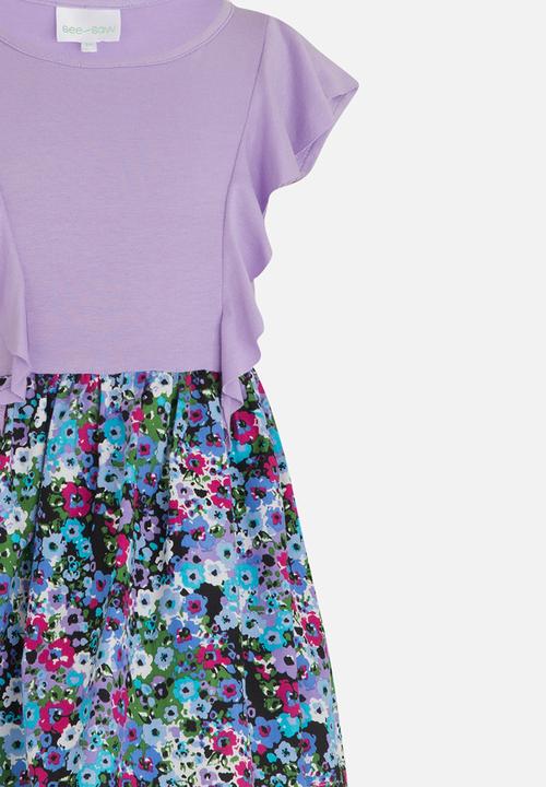 See-Saw - Combo Dress with Side Front Ruffles Mid Purple