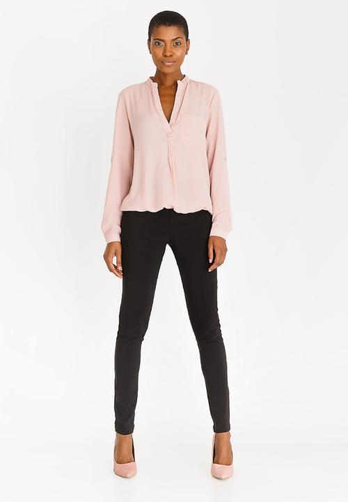 edit - Henley Collar Blouse Pale Pink