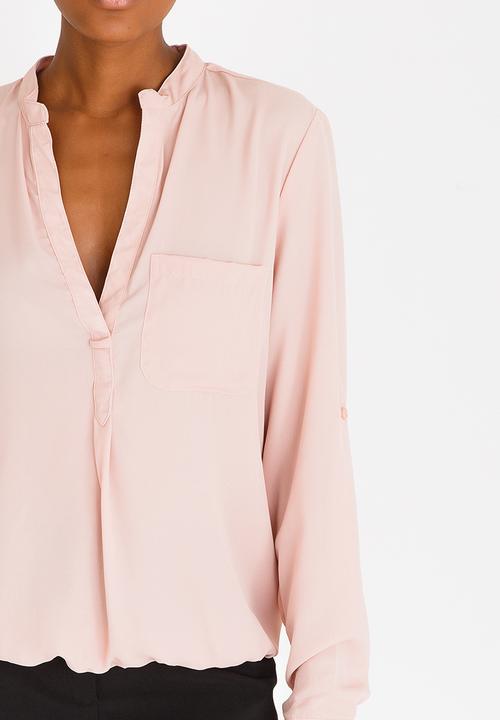 edit - Henley Collar Blouse Pale Pink