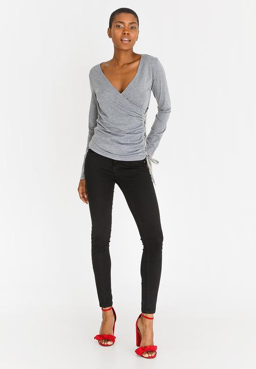edit - Long Sleeve Eyelet Top Grey