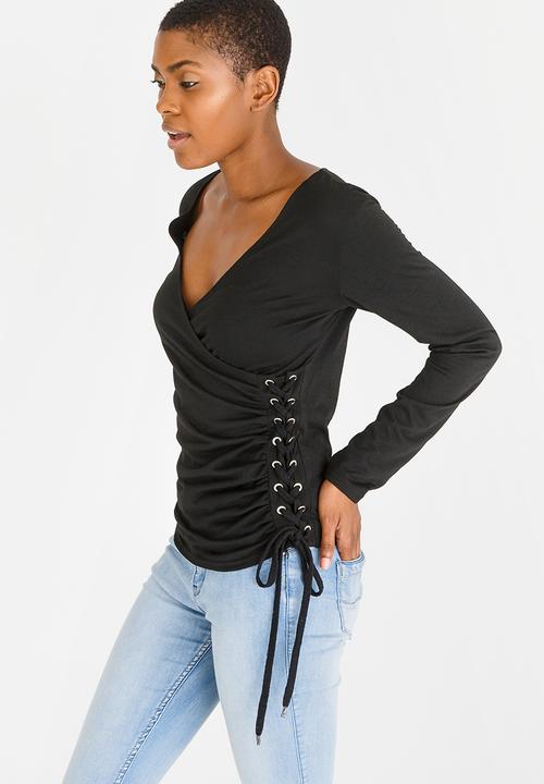 edit - Long Sleeve Eyelet Top Black