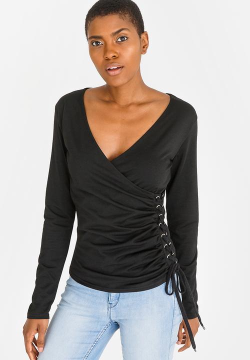 edit - Long Sleeve Eyelet Top Black