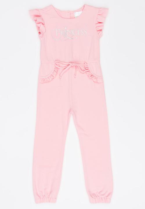 See-Saw - Fleece Jumpsuit with Ruffle Detail Pale Pink