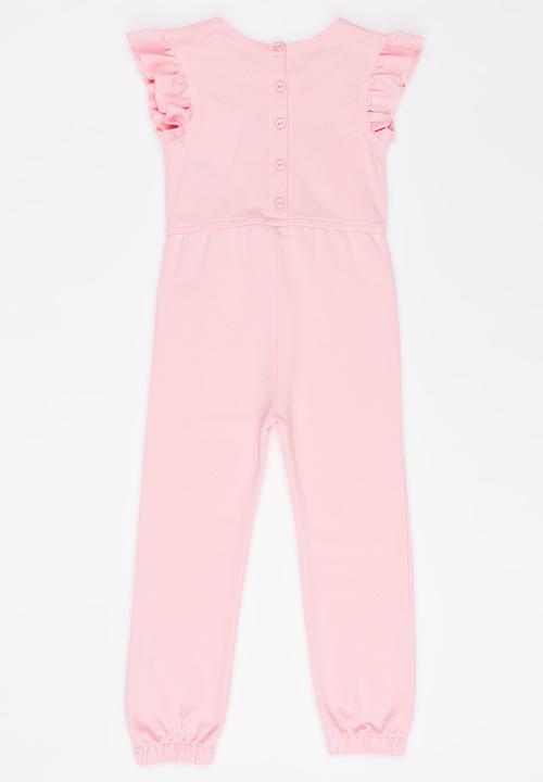 See-Saw - Fleece Jumpsuit with Ruffle Detail Pale Pink