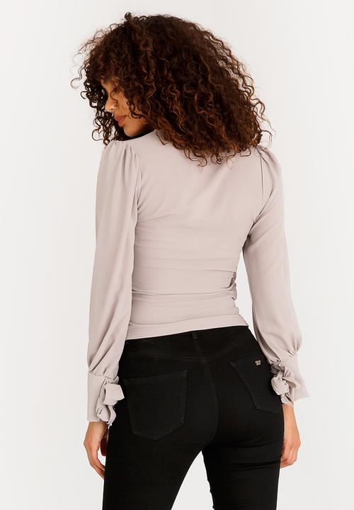 SISSY BOY - Wrap Top with Detailed Sleeve Cuffs Grey