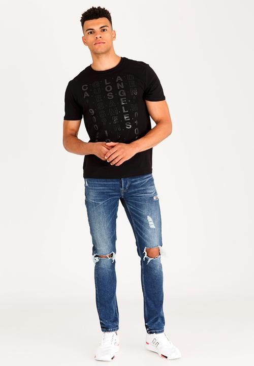 GUESS - Text Edit Crew Tee Black