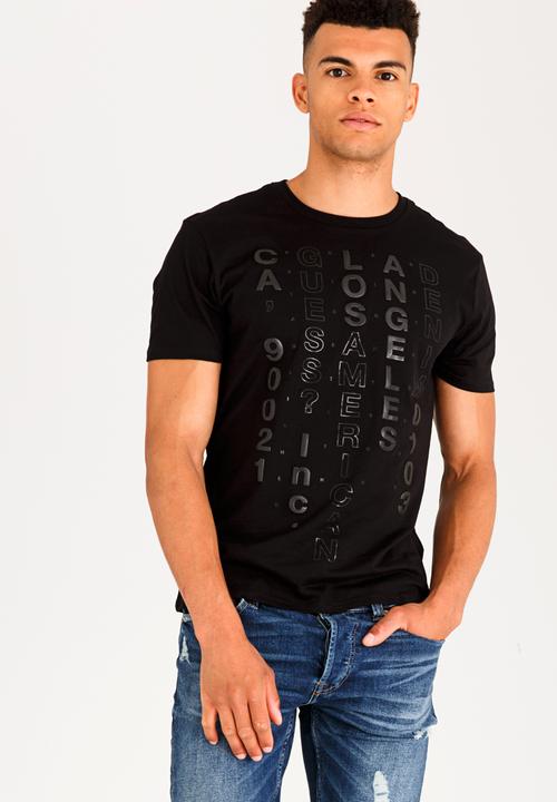 GUESS - Text Edit Crew Tee Black
