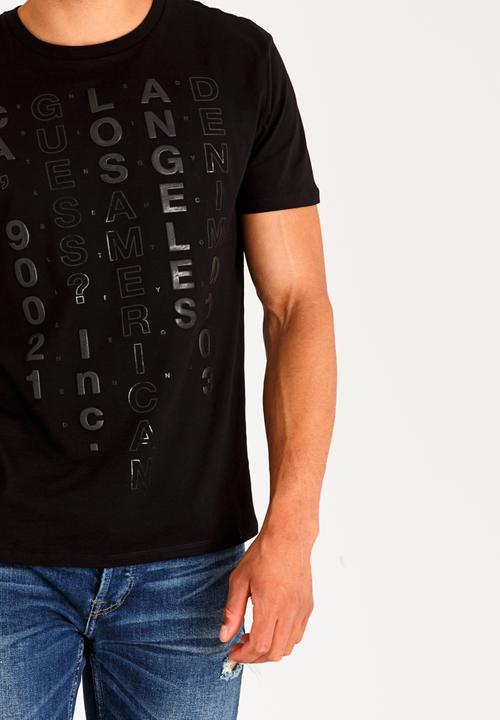 GUESS - Text Edit Crew Tee Black