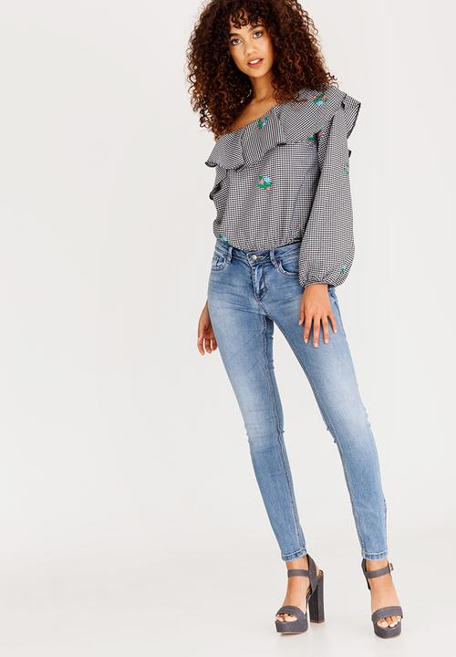 SISSY BOY - Muse Asymmetric Bodysuit Blouse Black and White