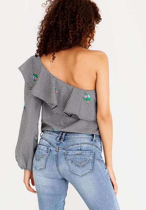 SISSY BOY - Muse Asymmetric Bodysuit Blouse Black and White