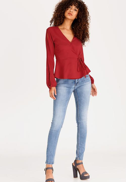SISSY BOY - Wrap Blouse Red