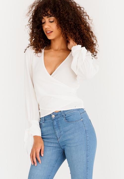 SISSY BOY - Wrap Top with Detailed Sleeve Cuffs Off White