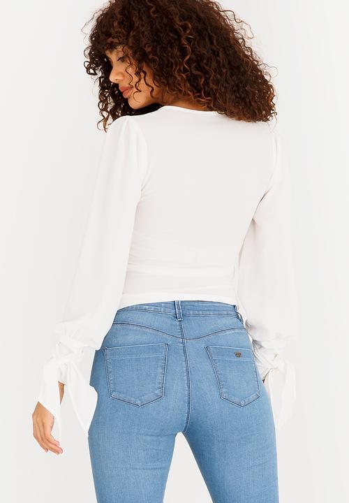 SISSY BOY - Wrap Top with Detailed Sleeve Cuffs Off White