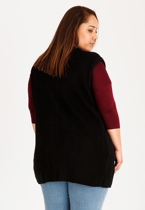 edit Plus - Sleeveless Cardi Black
