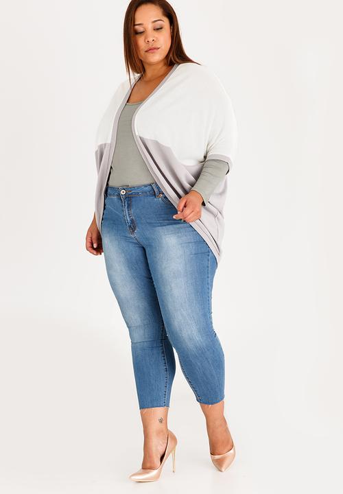 edit Plus - Colourblock Cardi Grey