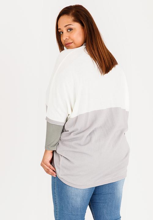 edit Plus - Colourblock Cardi Grey