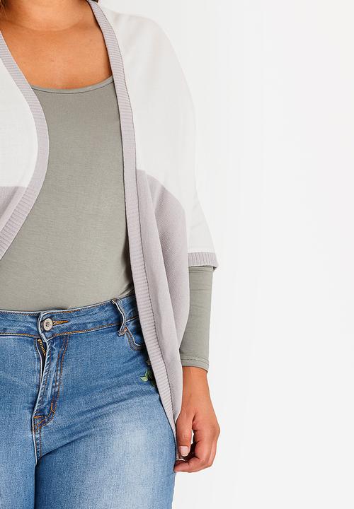 edit Plus - Colourblock Cardi Grey