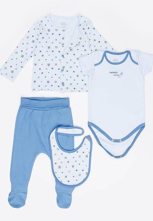 Baby Corner - Boys  5 Piece Cardigan Set Pale Blue